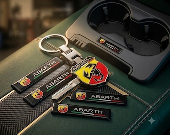 Brand new  Fiat Abarth Keyring Keychain + *6 Abarth Badge Sticker Set