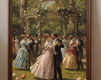 Victorian Ballroom Dance Wall Art Vintage Garden Party Poster Printable Digital Download