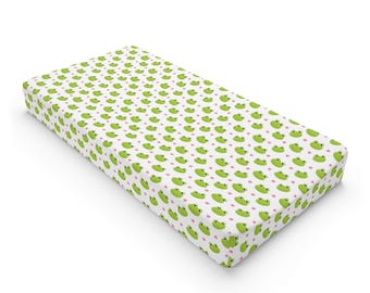 Funda impermeable para cambiador de bebé con estampado de ranas verdes / Funda ajustada para la habitación del bebé