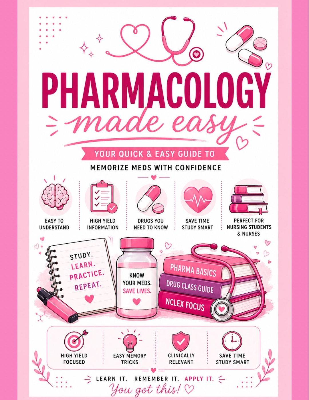 PHARMACOLOGY MADE EASY | Ultimate Pharm Cheat Sheets for Nurses | Easy-to-memorize Meds ...