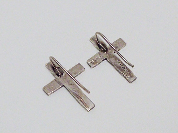 Silver Metal Cross Pierced Earrings - image 3