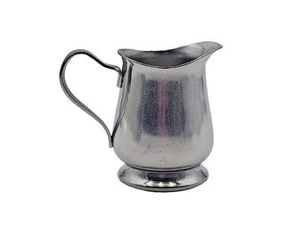 Jarra de crema pequeña Oneida 18-8 de acero inoxidable, estilo vintage, con asa de 8,25 cm (3,25"), fabricada en Japón (MCM).
