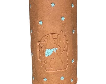 Jarrón enfriador de vino de arcilla de terracota nativo americano, firmado por Monique Southwest, 9"