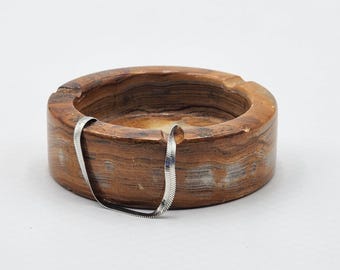 Cenicero redondo de mármol ónix vintage, piedra natural, color marrón, 10 cm (4 pulgadas)