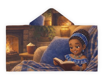 Toalla con capucha juvenil Cozy Reading Girl / Diseño para la hora de la lectura infantil