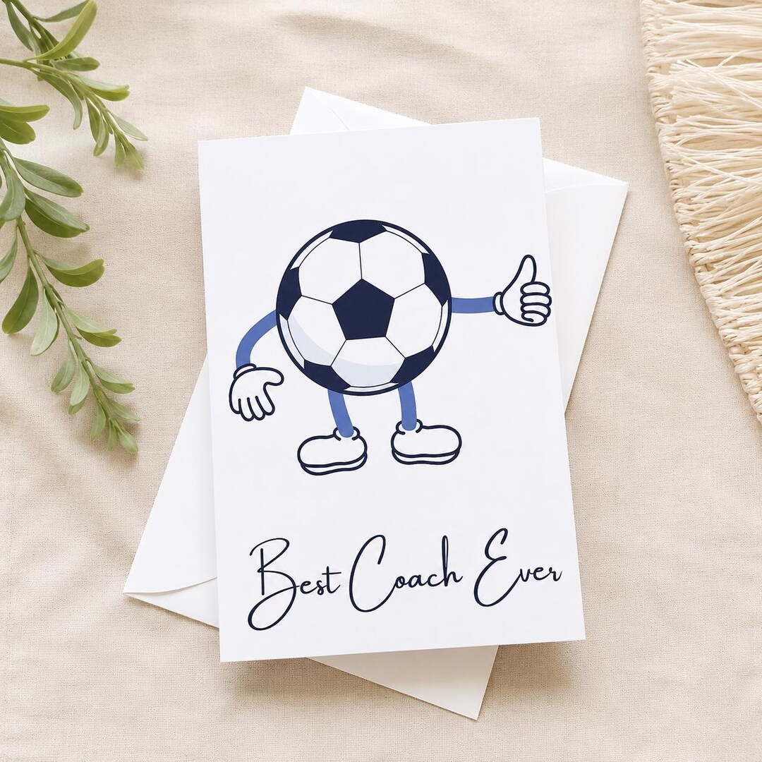 Favorite Coach Soccer Coach Card, Best Coach Ever Card, Soccer Thank You Card, Coach ...