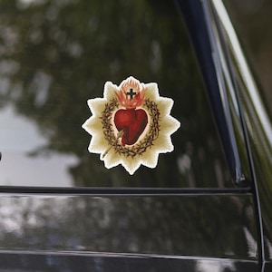Sacred Heart Sticker | Vintage Catholic Decal | Sacred Jesus Devotion for Car, Laptop, or Water Bottle