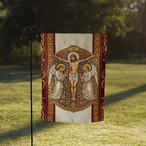 Most Precious Blood of Jesus Garden Flag | Catholic Outdoor Decor | Eucharistic Sacred Heart Banner for Yard or Church Display