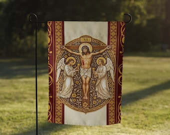 Most Precious Blood of Jesus Garden Flag | Catholic Outdoor Decor | Eucharistic Sacred Heart Banner for Yard or Church Display