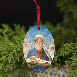 Star of Bethlehem Ornament Vintage Christmas Art Nativity Ornament Various Shapes Wooden Ornaments Oval