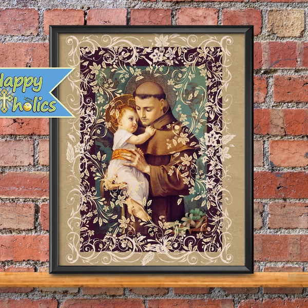 Catholic Art // Saint Anthony Art Print  // Catholic Art Print // St. Anthony // Jesus Christ Child