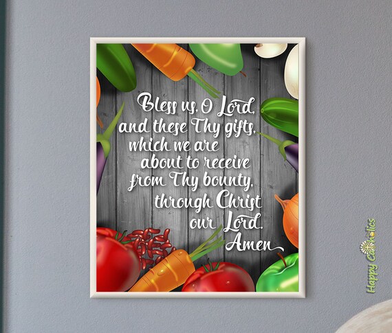 Catholic Art Grace Before Meals Print Christian Prayer Etsy