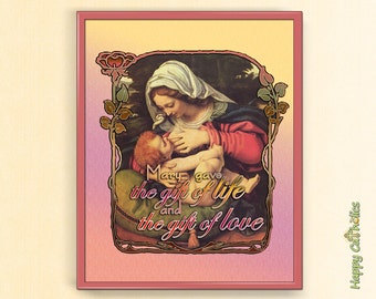 Pro-Life | Prolife | Catholic Art Print | Virgin Mary Art Print | Abortion | Anti Abortion | Stop Abortion | Against Abortion | Respect Life