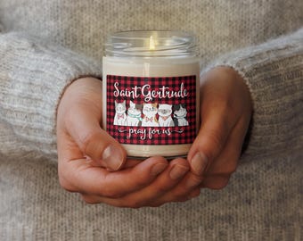 St. Gertrude Candle | Patron Saint of Cats | Catholic Soy Candle – Scented or Unscented