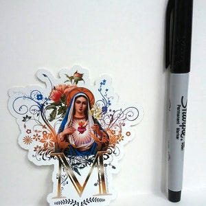 Catholic Stickers // Catholic Art // Virgin Mary Stickers // Immaculate Heart of Mary // Die Cut Vinyl Sticker // Vintage Catholic Art zdjęcie 2
