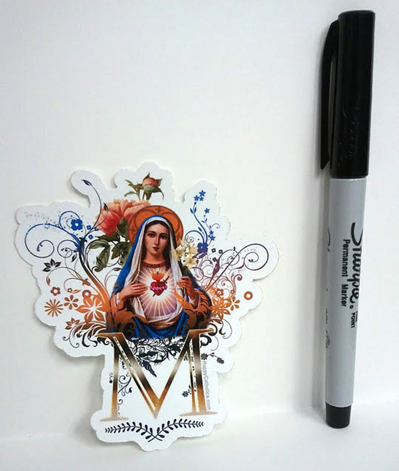 Catholic Stickers // Catholic Art // Virgin Mary Stickers // Immaculate Heart of Mary // Die Cut Vinyl Sticker // Vintage Catholic Art zdjęcie 2