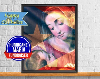 Catholic Art // Hurricane Maria Fundraiser for Puerto Rico // Divine Providence Art Print  // Vintage Catholic Art