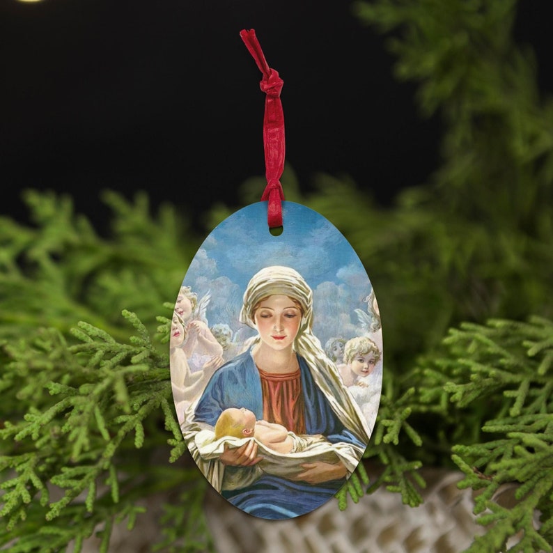 Star of Bethlehem Ornament Vintage Christmas Art Nativity Ornament Various Shapes Wooden Ornaments Oval