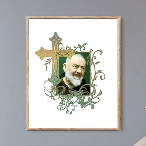 Catholic Wall Art | St. Padre Pio | Catholic Saints | Rustic Cross