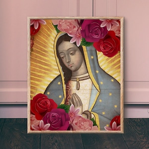 Catholic Art // Our Lady of Guadalupe // Virgin Mary // Virgin of Guadalupe Art // Print // Vintage // Virgen de Guadalupe // Mexico
