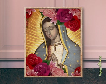 Catholic Art // Our Lady of Guadalupe // Virgin Mary // Virgin of Guadalupe Art // Print // Vintage // Virgen de Guadalupe // Mexico