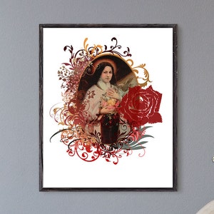 Catholic Art // St. Therese Print // Saint Therese of Lisieux // Catholic Saints // Catholic print // Little Flower // Catholic gifts