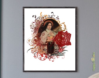 Catholic Art // St. Therese Print // Saint Therese of Lisieux // Catholic Saints // Catholic print // Little Flower // Catholic gifts