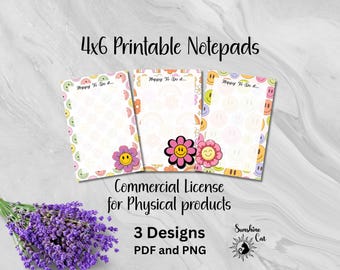 Glückliches Gesicht Notizblock druckbares Bündel | Niedliches Hippy Briefpapier | To Do Liste | Notizblock | Tagesplaner | DIY Personalisieren Notizblock