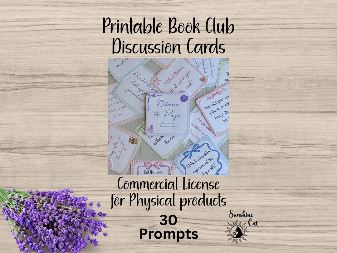 Book Club Discussion Cards |printable Question Cards | Between the ...