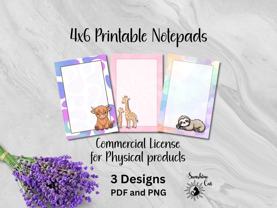 Animal Notepad Printable Bundle | Cute Animal Stationery | Highland Cow ...