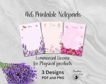 Flower Notepad Printable Bundle | Watercolor Floral Stationery | To Do List | Memo Pad | Daily Planner | DIY Personalize Notepad