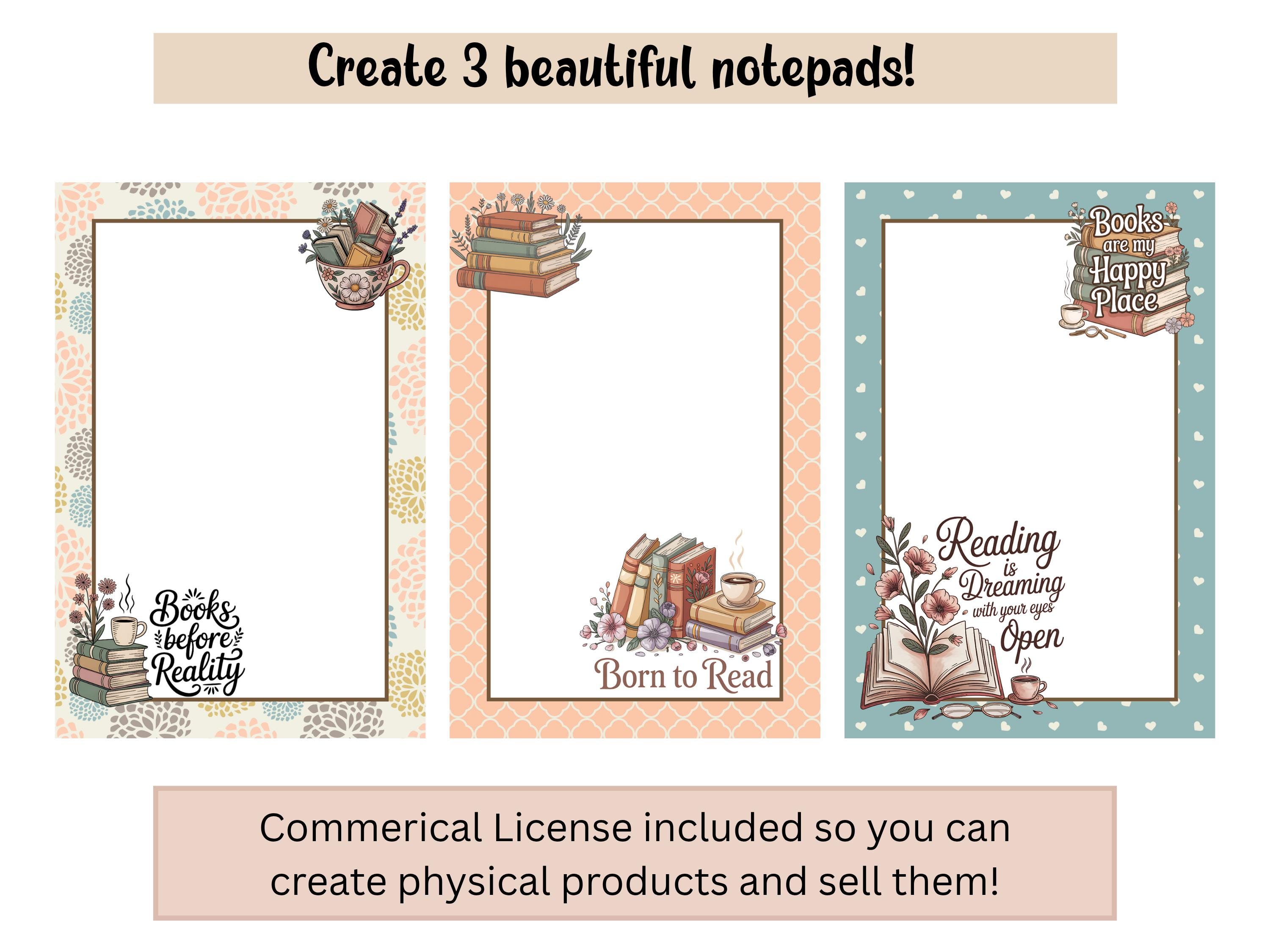 Bookish Notepad Printable Bundle | Peach and Teal Stationery | to Do ...