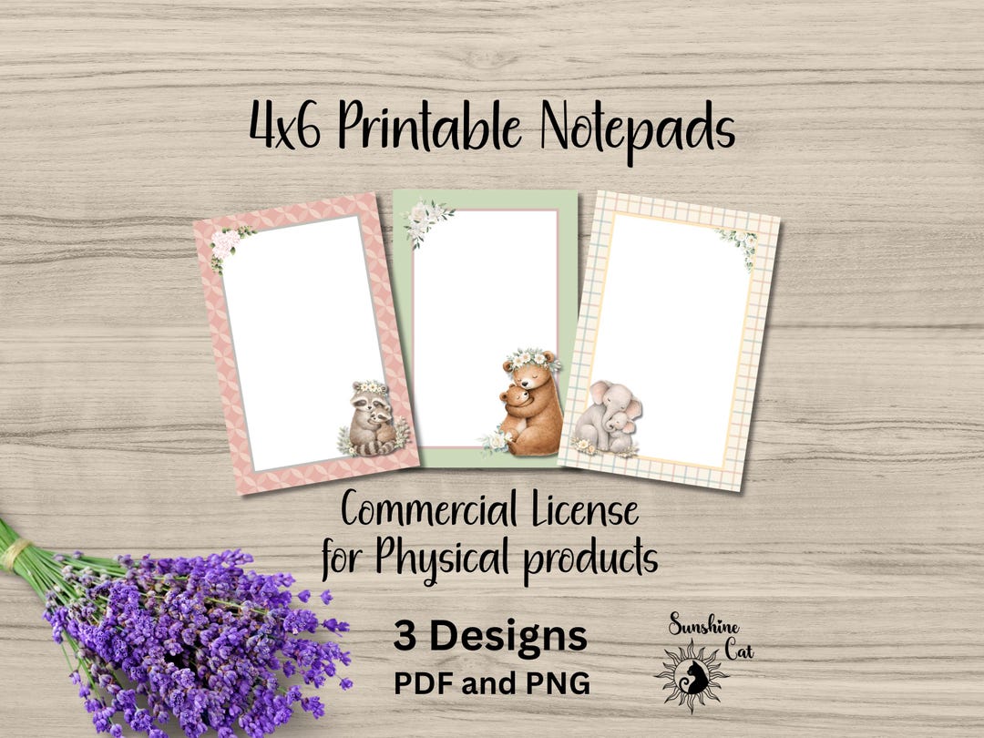 Animal Baby Notepad Printable Bundle | Cute Mom and Baby Stationery ...