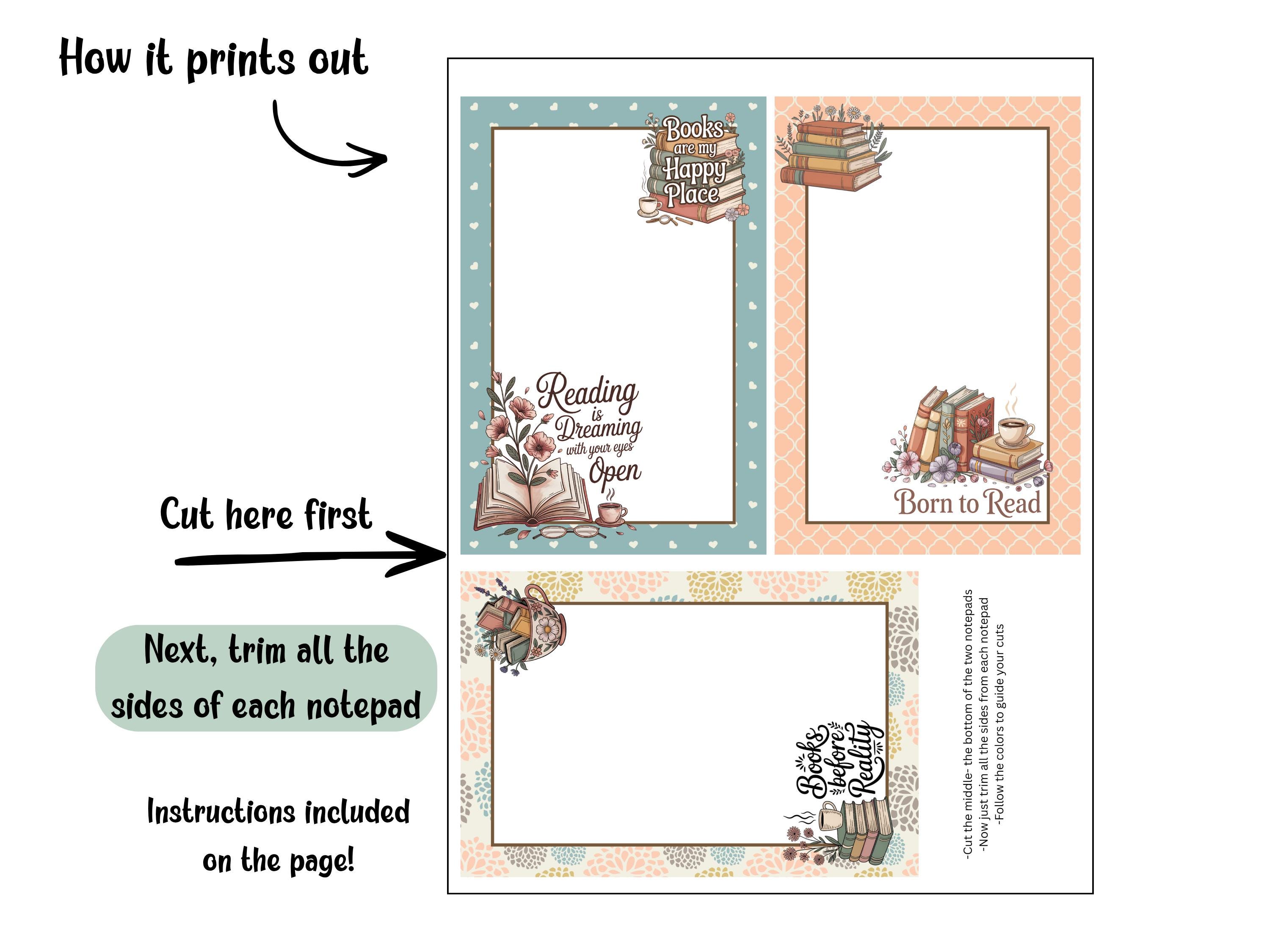Bookish Notepad Printable Bundle | Peach and Teal Stationery | to Do ...