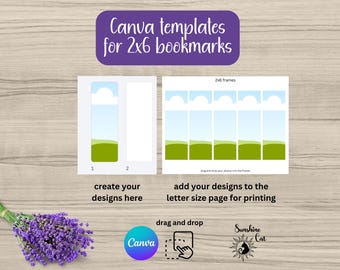Paquete de plantillas Canva 2x6 / Marcapáginas DIY / Regalos para amantes de los libros / BookTok / Regalo para ratones de biblioteca / Marcapáginas personalizados / Marcapáginas editables de Canva