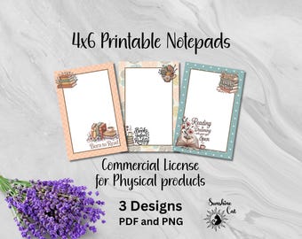 Bookish Notepad Printable Bundle | Peach and Teal Stationery | To Do List | Memo Pad | Daily Planner | DIY Personalize Notepad
