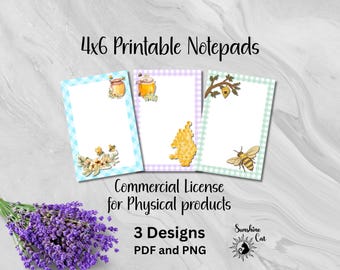 Zestaw do druku notatnika z motywem pszczółki | Urocze artykuły papiernicze ze zwierzętami | Lista rzeczy do zrobienia | Notatnik | Planer dnia | Personalizowany notatnik DIY