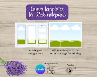Paquete de plantillas Canva de 3.5x8 / Blocs de notas DIY / Lista de tareas / Bloc de notas / Planificador diario / Bloc de notas personalizado / Blocs de notas editables de Canva