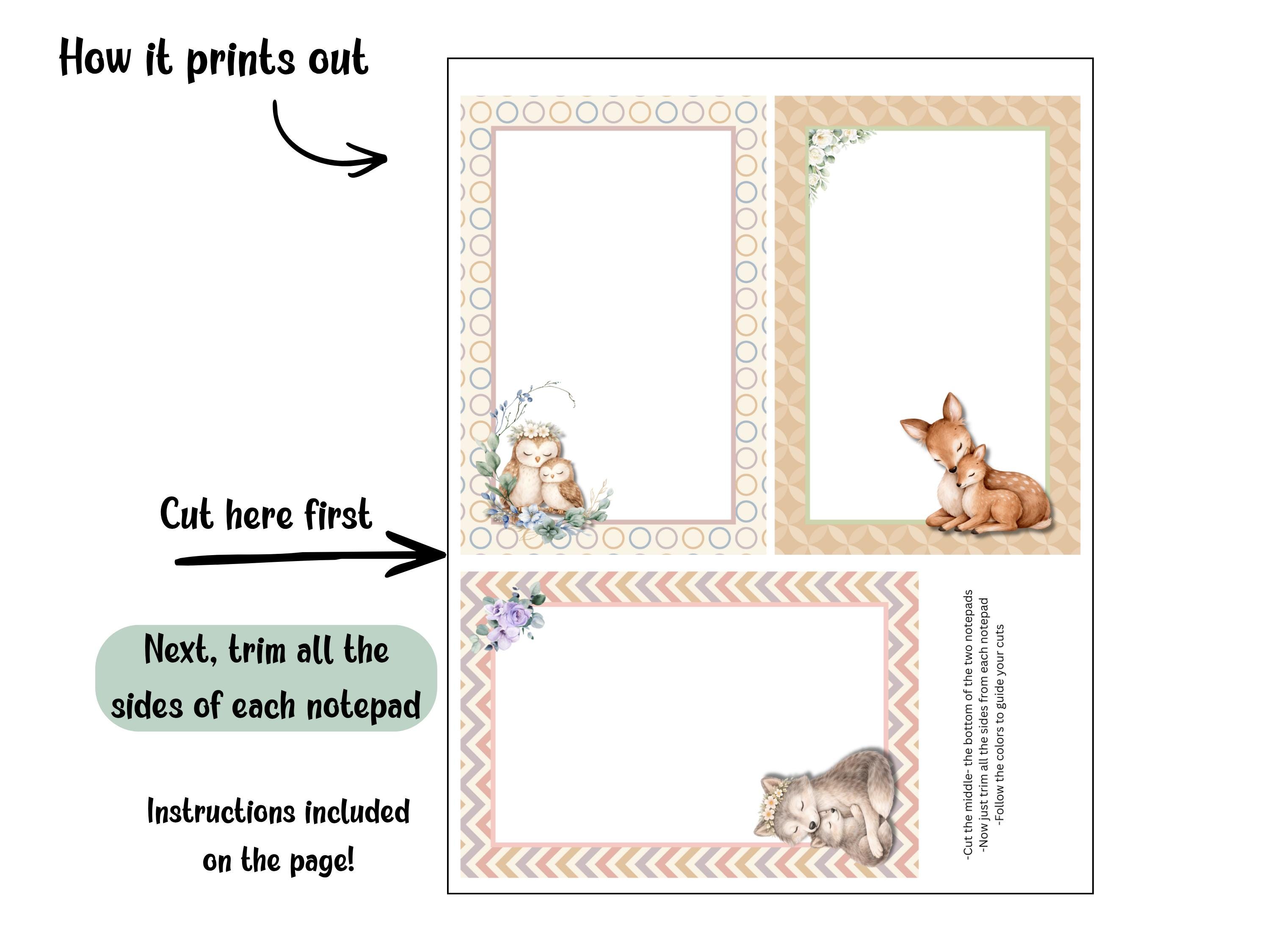 Animal Baby Notepad Printable Bundle | Cute Mom and Baby Stationery ...