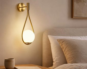 Applique murale globe en laiton | Lampe de chevet nordique vintage | Applique murale minimaliste