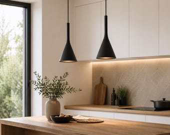 Modern Black Pendant Light Minimalist LED Hanging Lamp Kitchen Dining Ceiling Light