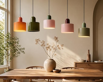 Gekleurde glazen hanglamp | Minimalistische hanglamp moderne keuken - eetkamerverlichting