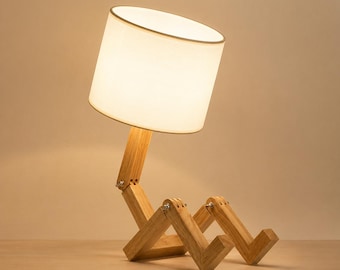 Wooden Table Lamp | Adjustable Nordic Desk Light | Creative Bedside Lamp