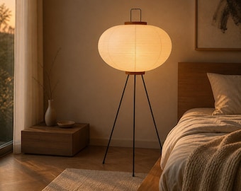 Papieren vloerlamp Japandi Wabi Sabi | Licht Scandinavisch decor rijstpapier