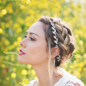 Pearl Wedding Headband, Leaf  Pearl Wedding Headband,Rhinestone Wedding Headpiece,Silver Rhinestone Wedding Headband, Leaf Headpiece