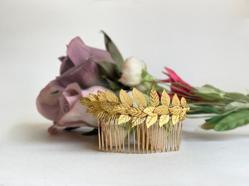 Large Gold Leaf With Gold Hair Comb for Weddinggrecian Etsy