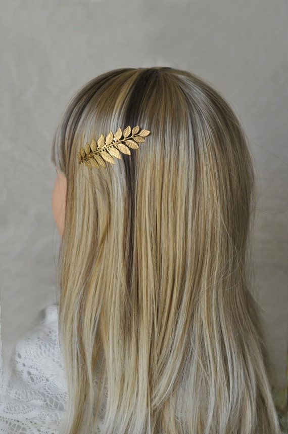 Gold Brass Leaf Hair Comb, Wedding Hair Comb,bridal Hair  display picture 2