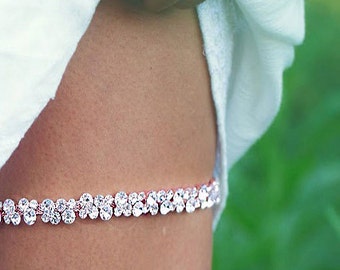 Rose Gold Garter,Rose Gold Crystal Wedding Garter,Sparkle Crystal Bridal Garter, Glam Skinny Garter,Prom Garter