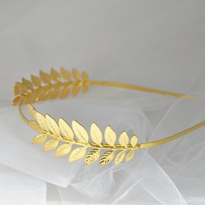 Gold Plated Headband,Leaf Grecian Headband, Gold Plated Wedding Headband, Gold Plated Headpiece, Greek Headband, Laurel Hair Piece, Grecian