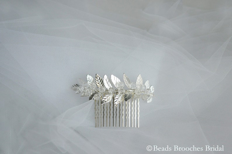 Wedding Hair Accessories Silver Bridal Crystal Hair Comb Crystal Hair Comb Crystal Hair Comb Silver Leaf Wedding Hair Comb